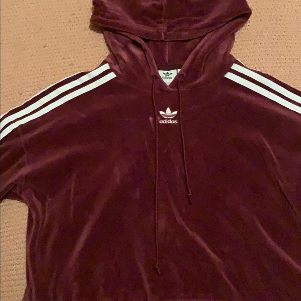 Adidas cropped velvet hoodie